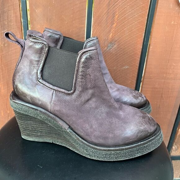 New A.S.98 Talen Wedge Ankle Bootie in Eggplant Leather Size 39 - Picture 2 of 9